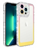 Eiroo Shimmer iPhone 13 Pro Kamera Korumal Pembe-Sar Silikon Klf