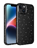 Eiroo Silvery iPhone 14 Plus Simli Siyah Silikon Klf