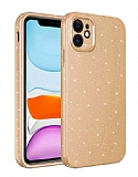 Eiroo Sleek iPhone 11 Kamera Korumal Simli Gold Silikon Klf