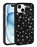 Eiroo Stone iPhone 15 Tal Siyah Silikon Klf