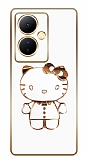 Eiroo Kitty vivo V29 Lite Standl Kamera Korumal Beyaz Silikon Klf