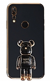 Eiroo Huawei Y9 Prime 2019 Baby Bear Standl Siyah Silikon Klf