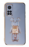 Eiroo Xiaomi Mi 10T Pro Candy Bear Standl Mavi Silikon Klf