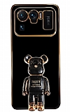 Eiroo Xiaomi Mi 11 Ultra Baby Bear Standl Siyah Silikon Klf