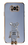 Eiroo Xiaomi Poco X3 Baby Bear Standl Mavi Silikon Klf