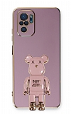 Eiroo Xiaomi Redmi Note 10S Baby Bear Standl Mor Silikon Klf
