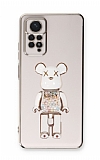 Eiroo Xiaomi Redmi Note 11 Pro Candy Bear Standl Beyaz Silikon Klf