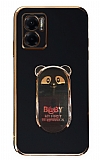 Eiroo Xiaomi Redmi Note 11E Baby Panda Standl Siyah Silikon Klf