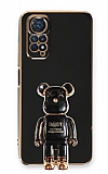 Eiroo Xiaomi Redmi Note 11S Baby Bear Standl Siyah Silikon Klf