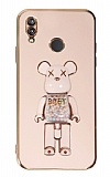 Eiroo Xiaomi Redmi Note 7 Candy Bear Standl Pembe Silikon Klf
