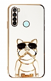 Eiroo Xiaomi Redmi Note 8 Bulldog Standl Beyaz Silikon Klf