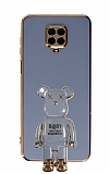 Eiroo Xiaomi Redmi Note 9 Pro Baby Bear Standl Mavi Silikon Klf