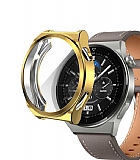 Huawei Watch GT 3 Pro 46mm Ekran Koruyucu Gold Silikon Klf