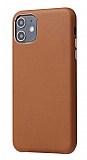 iPhone 11 Metal Tulu Kahverengi Deri Klf