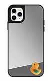 iPhone 11 Pro Sar rdek Figrl Aynal Silver Rubber Klf