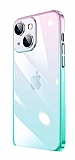 iPhone 12 Geili Kamera Korumal Pembe-Mavi Silikon Klf