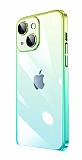 iPhone 14 Plus Geili Kamera Korumal Yeil-Mavi Silikon Klf