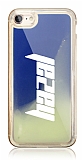 iPhone 7 / 8 Kiiye zel Neon Kumlu Mavi Silikon Klf