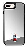 iPhone 7 Plus / 8 Plus Kedi Figrl Aynal Silver Rubber Klf