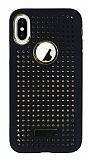iPhone X / XS Gold Kenarl Siyah Silikon Klf