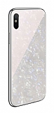 iPhone XS Max Desenli Silikon Kenarl Beyaz Rubber Klf