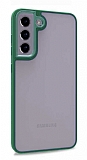 Lux Metal Serisi Samsung Galaxy S21 FE 5G Mat Yeil Kenarl effaf Silikon Klf