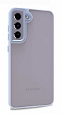 Lux Metal Serisi Samsung Galaxy S21 FE 5G Mat Mavi Kenarl effaf Silikon Klf