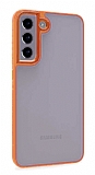 Lux Metal Serisi Samsung Galaxy S21 FE 5G Mat Turuncu Kenarl effaf Silikon Klf