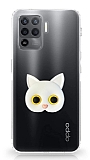 Oppo Reno 5 Lite Kedi Figrl Telefon Tutuculu Beyaz Silikon Klf