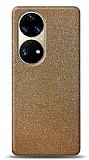 Dafoni Huawei P50 Pro Gold Parlak Simli Telefon Kaplama
