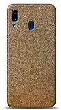 Dafoni Samsung Galaxy A20S Gold Parlak Simli Telefon Kaplama
