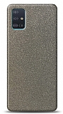Dafoni Samsung Galaxy A51 Silver Parlak Simli Telefon Kaplama