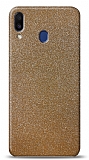 Dafoni Samsung Galaxy M20 Gold Parlak Simli Telefon Kaplama