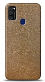 Dafoni Samsung Galaxy M21 Gold Parlak Simli Telefon Kaplama