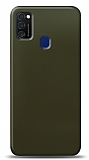 Dafoni Samsung Galaxy M21 Metalik Parlak Grnml Koyu Yeil Telefon Kaplama