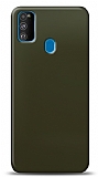 Dafoni Samsung Galaxy M31 Metalik Parlak Grnml Koyu Yeil Telefon Kaplama