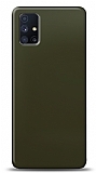 Dafoni Samsung Galaxy M51 Metalik Parlak Grnml Koyu Yeil Telefon Kaplama
