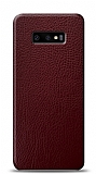 Dafoni Samsung Galaxy S10e Bordo Deri Grnml Telefon Kaplama