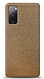 Dafoni Samsung Galaxy S20 FE Gold Parlak Simli Telefon Kaplama