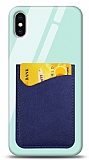 Eiroo iPhone X / XS Silikon Kenarl Kartlkl Mavi Cam Klf