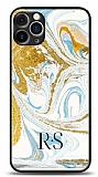 Dafoni Glossy iPhone 12 Pro 6.1 in Kiiye zel Harfli Simli Gold Mermer Klf