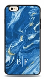 Dafoni Glossy iPhone 6 Plus / 6S Plus Kiiye zel ki Harf Simli Mavi Mermer Klf