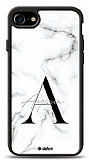 Dafoni Glossy iPhone SE 2020 Kiiye zel Harf simli White Marble Klf