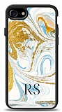 Dafoni Glossy iPhone SE 2020 Kiiye zel Harfli Simli Gold Mermer Klf