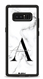 Dafoni Glossy Samsung Galaxy Note 8 Kiiye zel Harf simli White Marble Klf