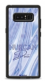 Dafoni Glossy Samsung Galaxy Note 8 Kiiye zel Simli Cornflower Mermer Klf