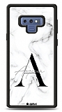 Dafoni Glossy Samsung Galaxy Note 9 Kiiye zel Harf simli White Marble Klf