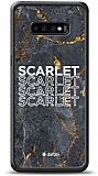 Dafoni Glossy Samsung Galaxy S10 Plus Kiiye zel simli Simli Siyah Mermer Klf