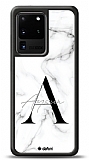 Dafoni Glossy Samsung Galaxy S20 Ultra Kiiye zel Harf simli White Marble Klf