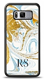 Dafoni Glossy Samsung Galaxy S8 Kiiye zel Harfli Simli Gold Mermer Klf